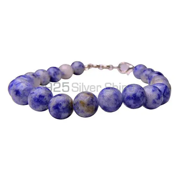Semi Precious Sodalite Gemstone Beads Bracelets 925BB220_0