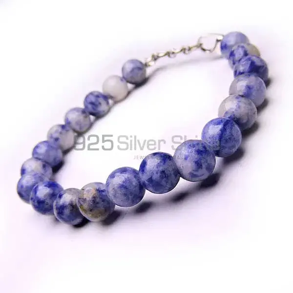 Semi Precious Sodalite Gemstone Beads Bracelets 925BB220_1