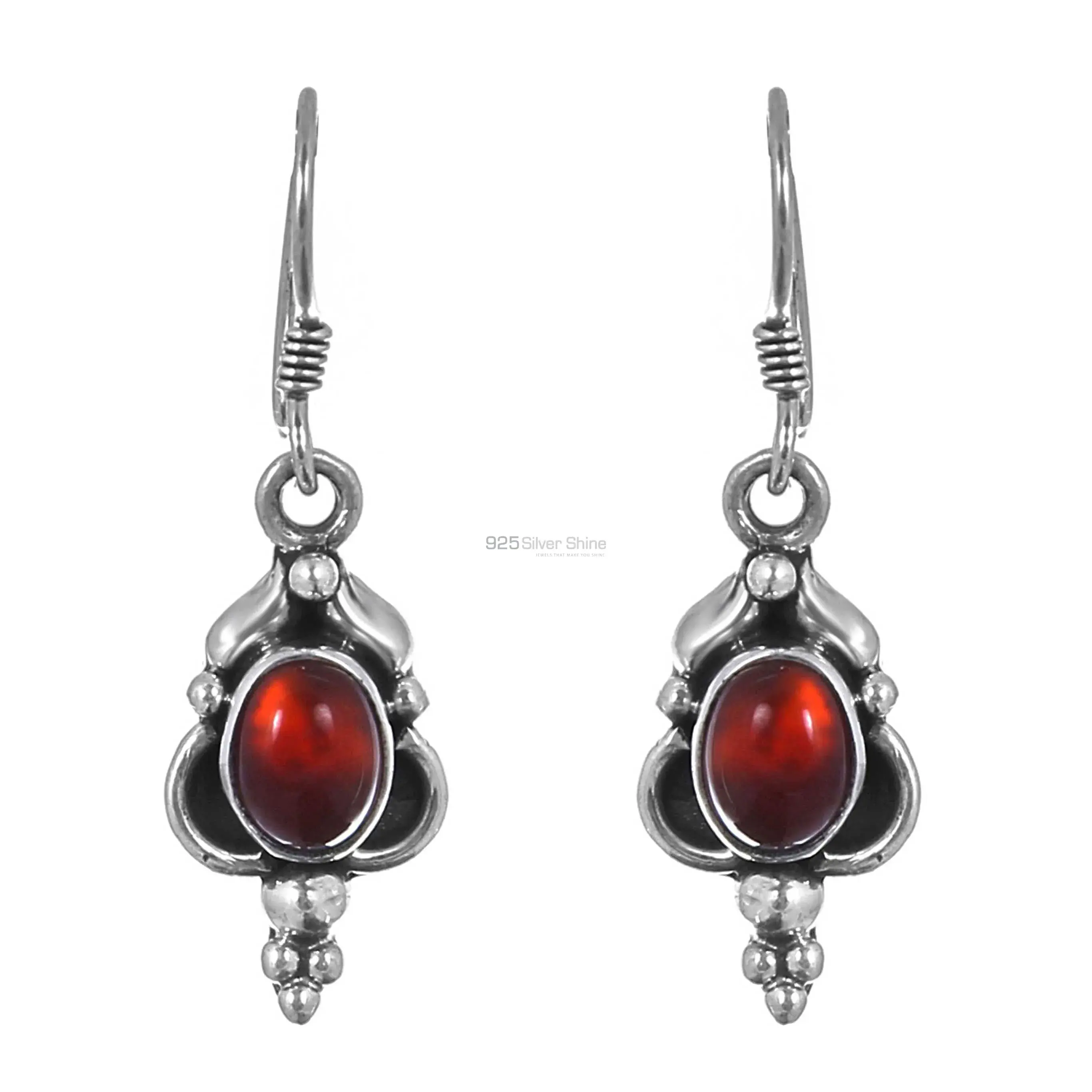 Silver Earrings In Carnelian Gemstone Jewelry 925SE173_0
