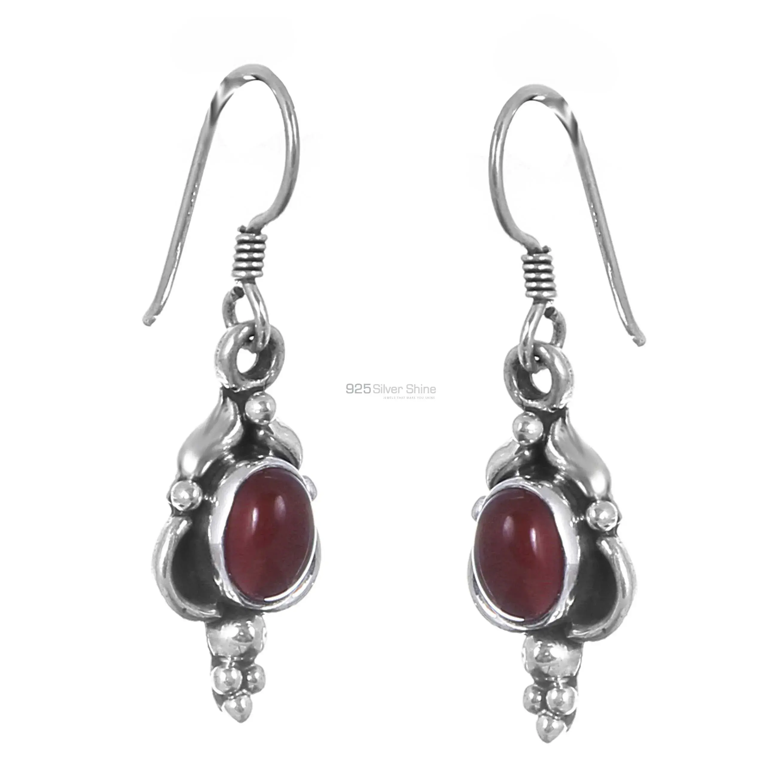 Silver Earrings In Carnelian Gemstone Jewelry 925SE173_1
