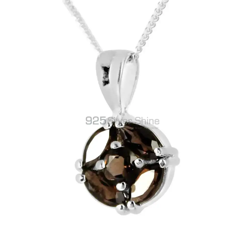 Smokey Gemstone Pendants In 925 Solid Silver Jewelry 925SP237-1