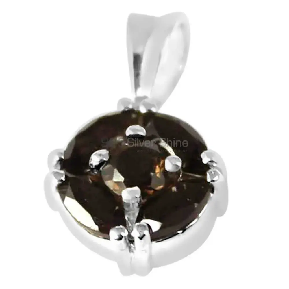 Wholesale Smokey Gemstone Pendants Exporters In 925 Solid Silver Jewelry 925SP237-1_0