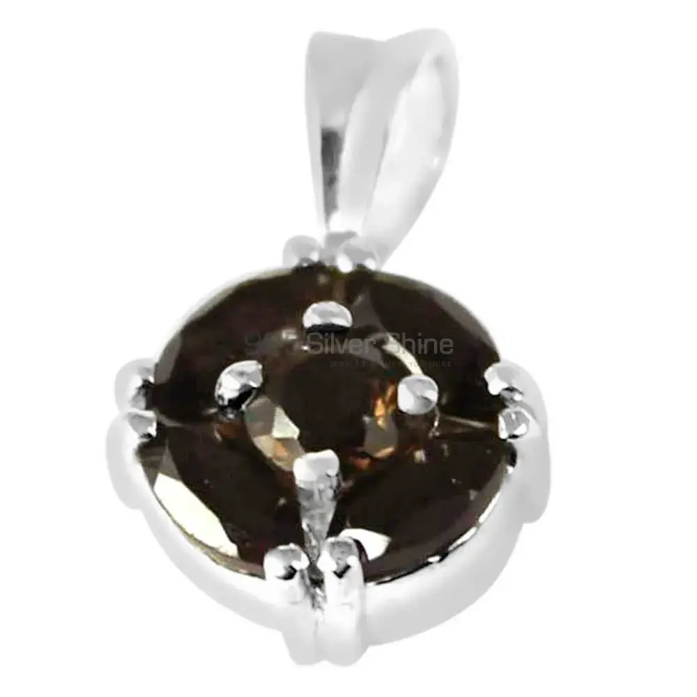 Smokey Gemstone Pendants In 925 Solid Silver Jewelry 925SP237-1_0