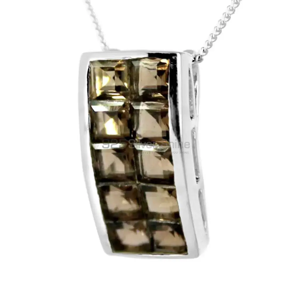 Smokey Gemstone Pendants In 925 Solid Silver Jewelry 925SP245-3_0