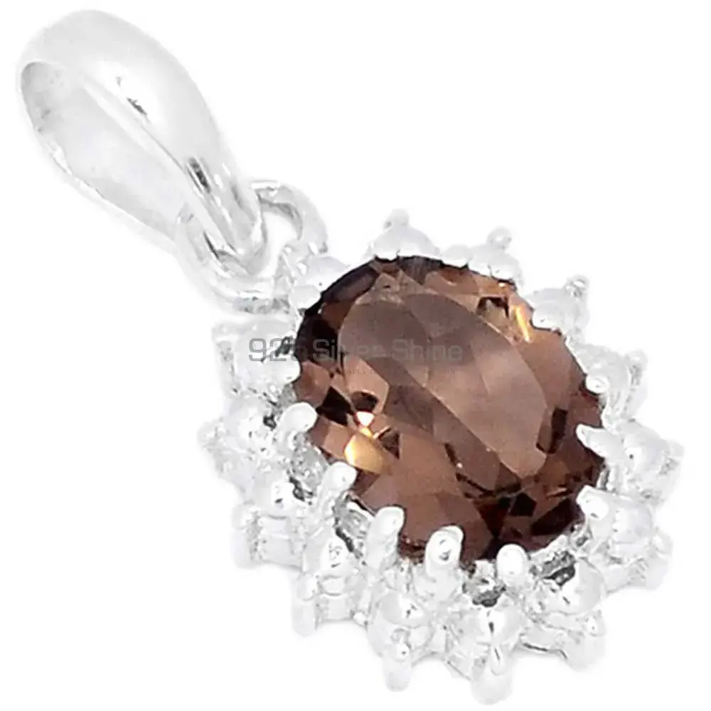 Smokey Gemstone Pendants In 925 Solid Silver Jewelry 925SP267-6_0
