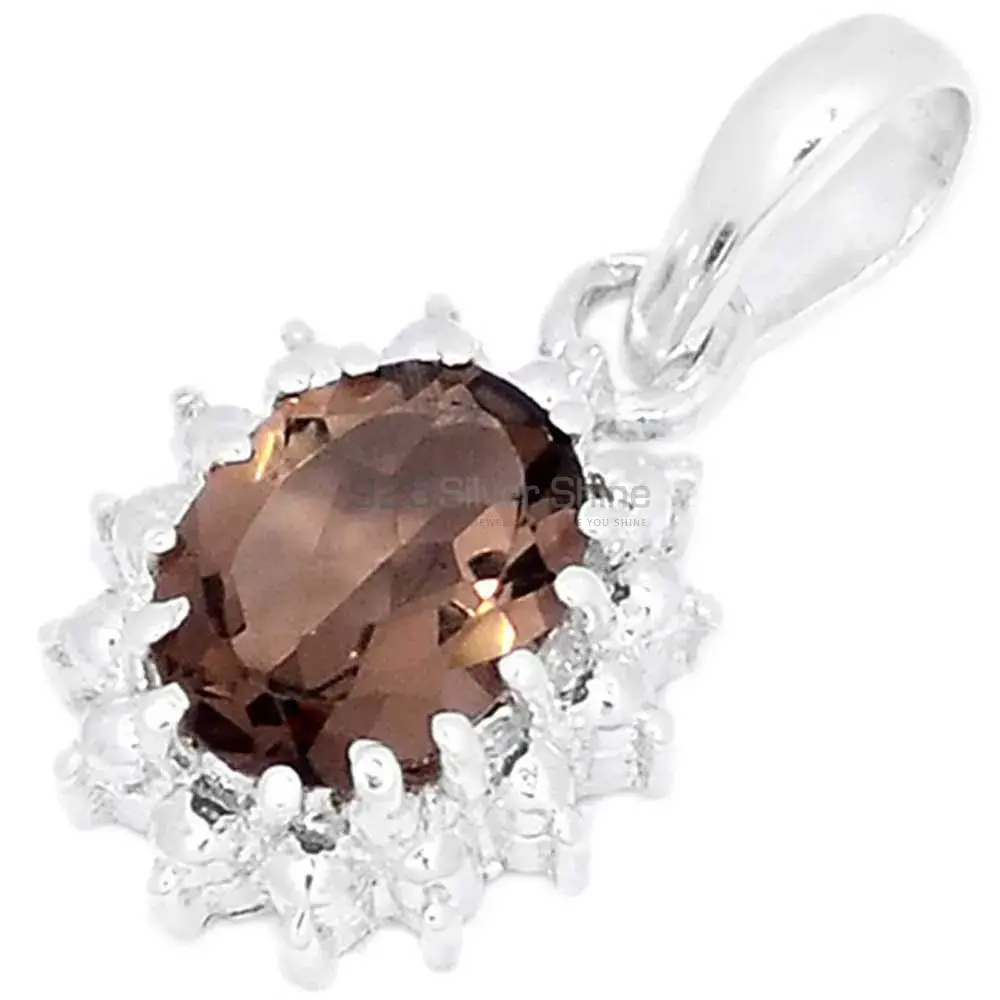 Smokey Gemstone Pendants In 925 Solid Silver Jewelry 925SP267-6_1