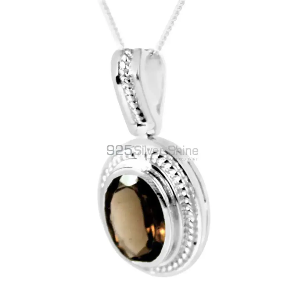 Wholesale Smokey Gemstone Pendants Wholesaler In Fine Sterling Silver Jewelry 925SP235-5