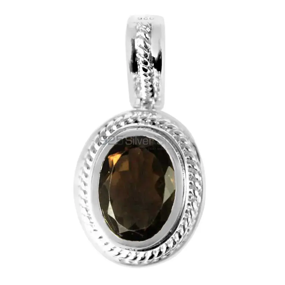 Wholesale Smokey Gemstone Pendants Wholesaler In Fine Sterling Silver Jewelry 925SP235-5_0