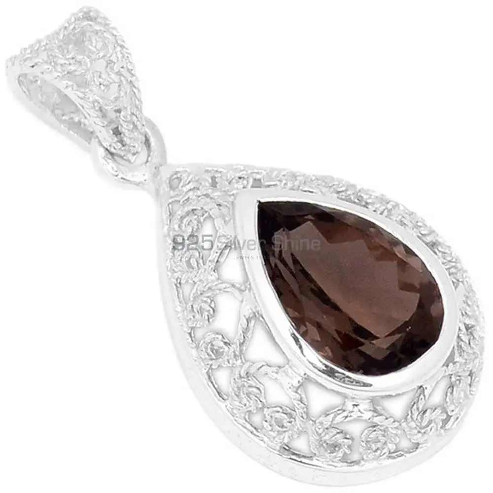 Smokey Gemstone Pendants In Fine Sterling Silver Jewelry 925SP275-3
