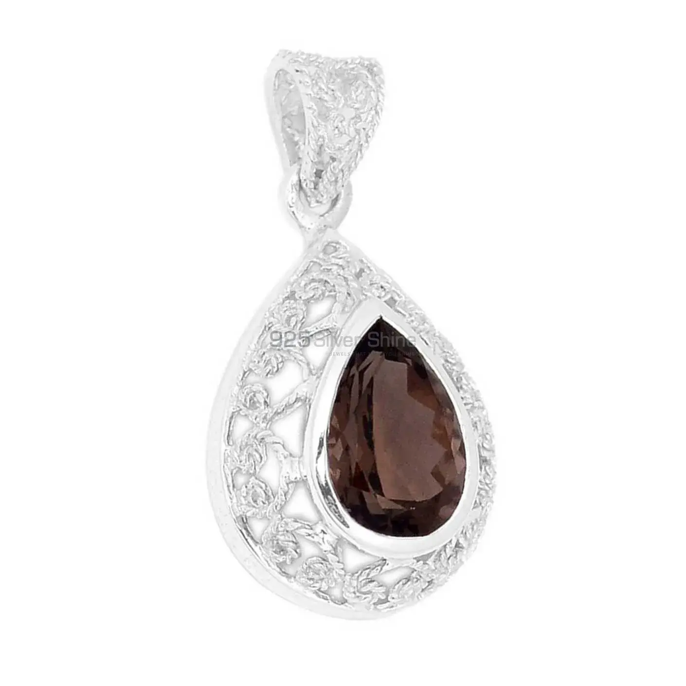 Wholesale Smokey Gemstone Pendants Wholesaler In Fine Sterling Silver Jewelry 925SP275-3_1