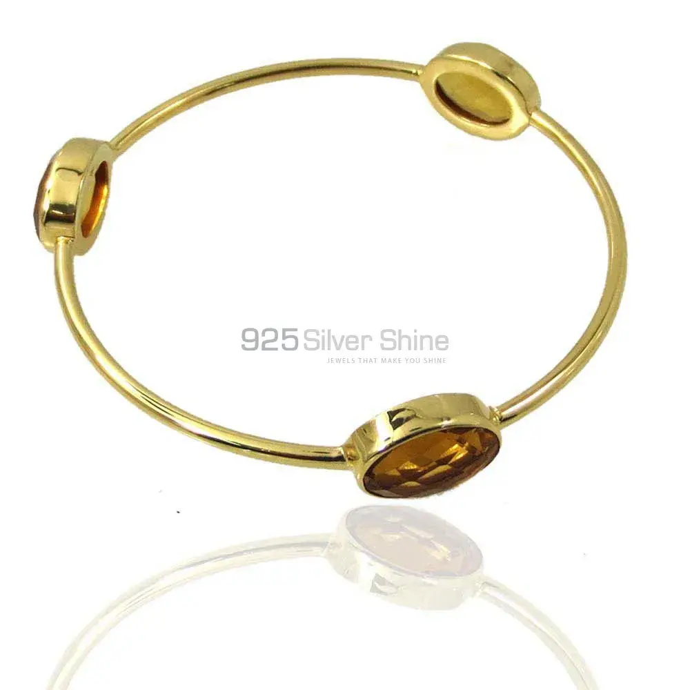 Smoky Gemstone Bracelet In 925 Sterling Silver Gold Vermeil 925SSB78