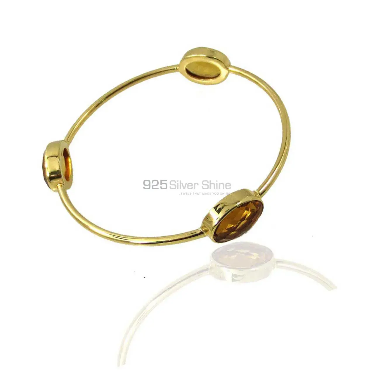 Smoky Gemstone Bracelet In 925 Sterling Silver Gold Vermeil 925SSB78_0