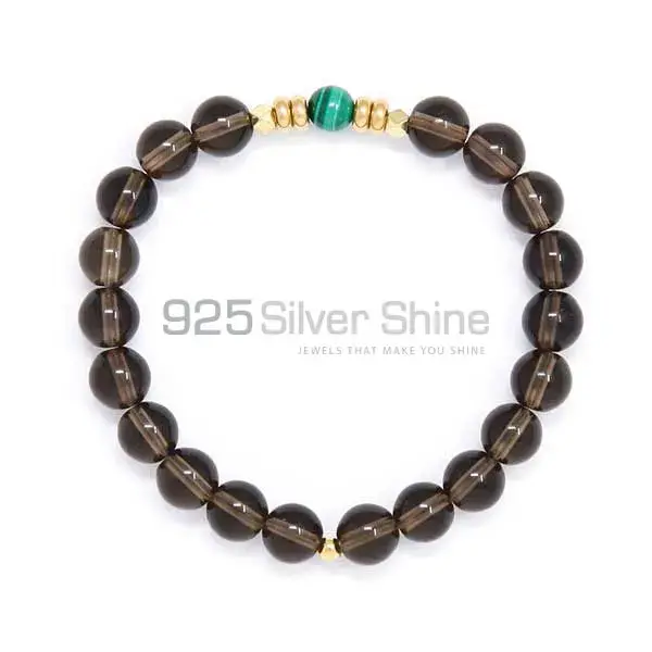Wholesale Smoky Quartz Gemstone Beads Bracelets 925BB329