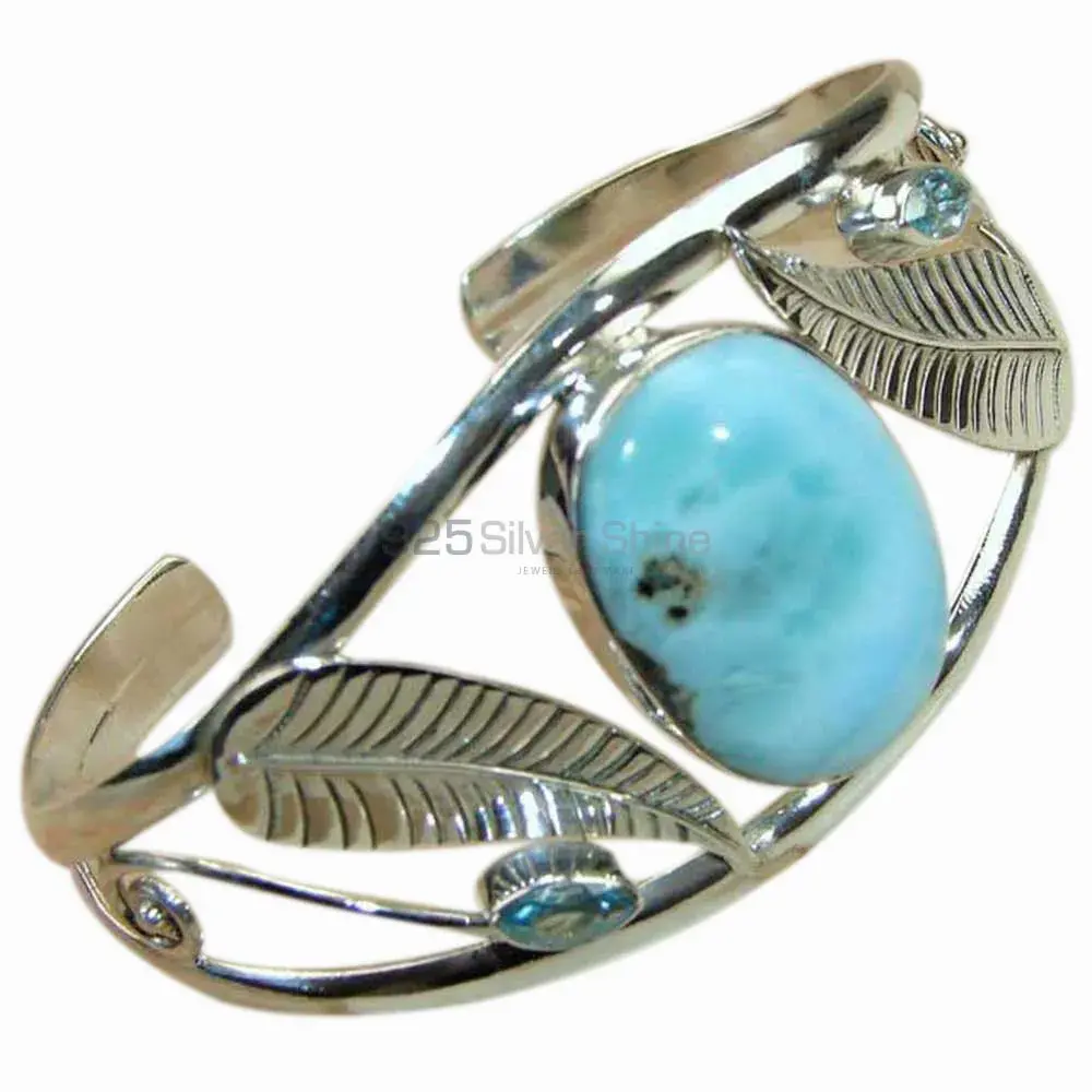Solid 925 Silver Cuff Bracelets In Larimar Gemstone 925SSB110