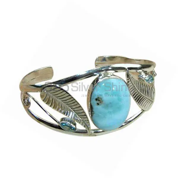 Solid 925 Silver Cuff Bracelets In Larimar Gemstone 925SSB110_0