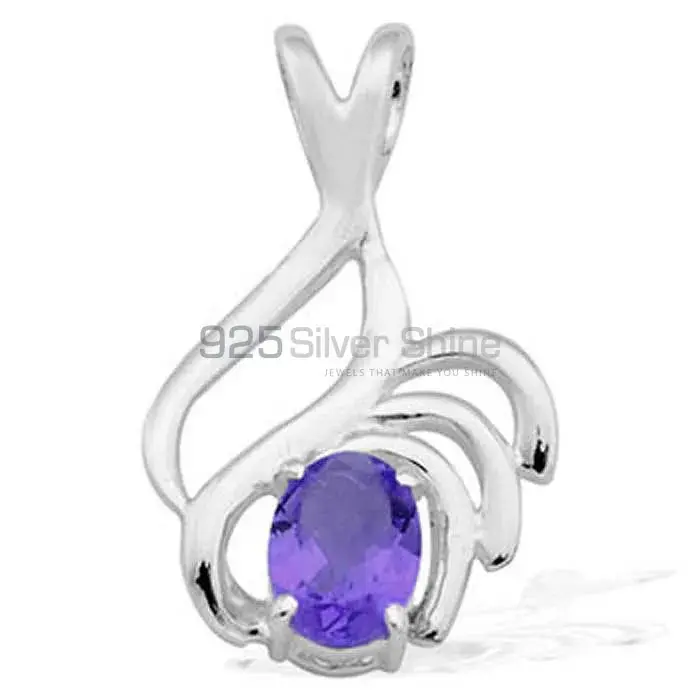 Solid Sterling Silver Handmade Pendants In Amethyst Gemstone Jewelry 925SP1527
