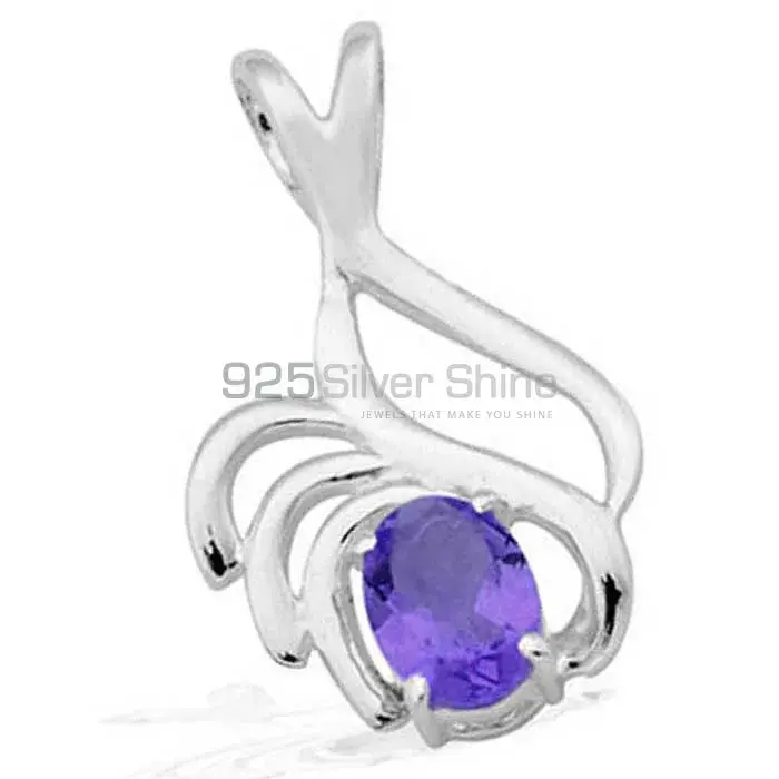 Solid Sterling Silver Handmade Pendants In Amethyst Gemstone Jewelry 925SP1527_0