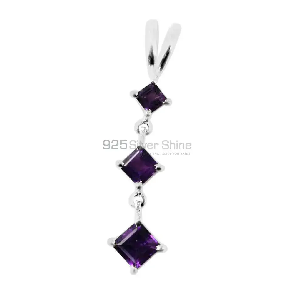 Solid Sterling Silver Handmade Pendants In Amethyst Gemstone Jewelry 925SP214-4_1