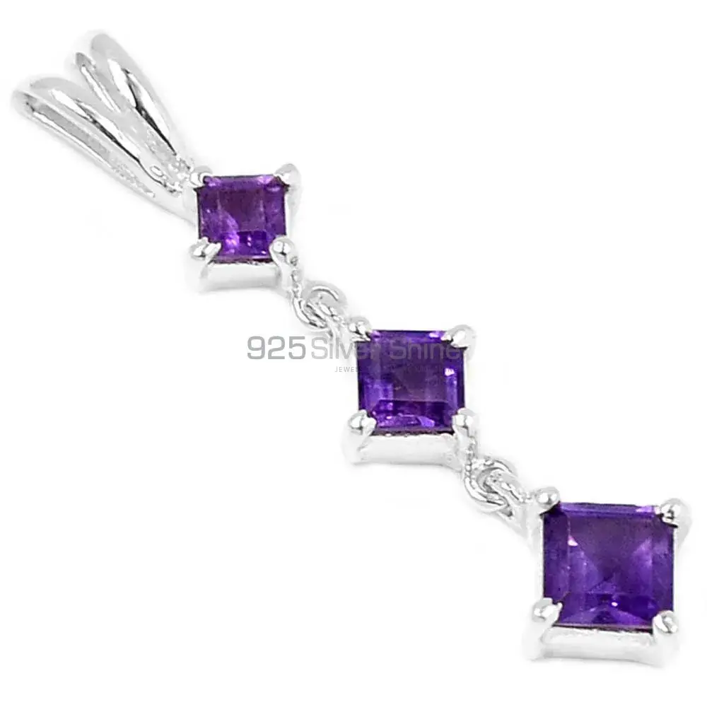 Wholesale Solid Sterling Silver Handmade Pendants In Amethyst Gemstone Jewelry 925SP214-4_1