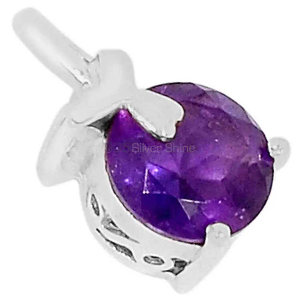 Solid Sterling Silver Handmade Pendants In Amethyst Gemstone Jewelry 925SSP325-1