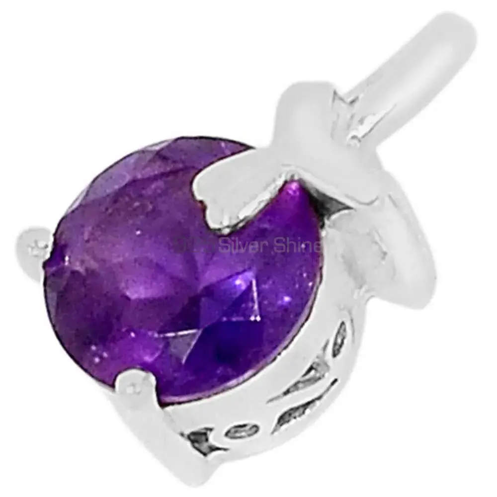 Solid Sterling Silver Handmade Pendants In Amethyst Gemstone Jewelry 925SSP325-1_0