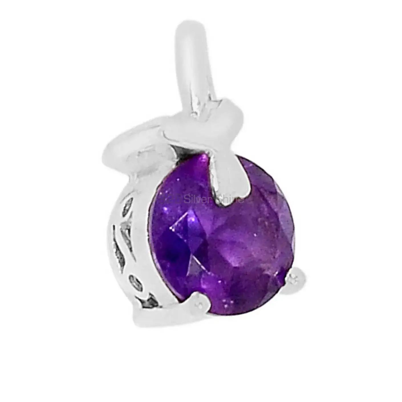 Solid Sterling Silver Handmade Pendants In Amethyst Gemstone Jewelry 925SSP325-1_1