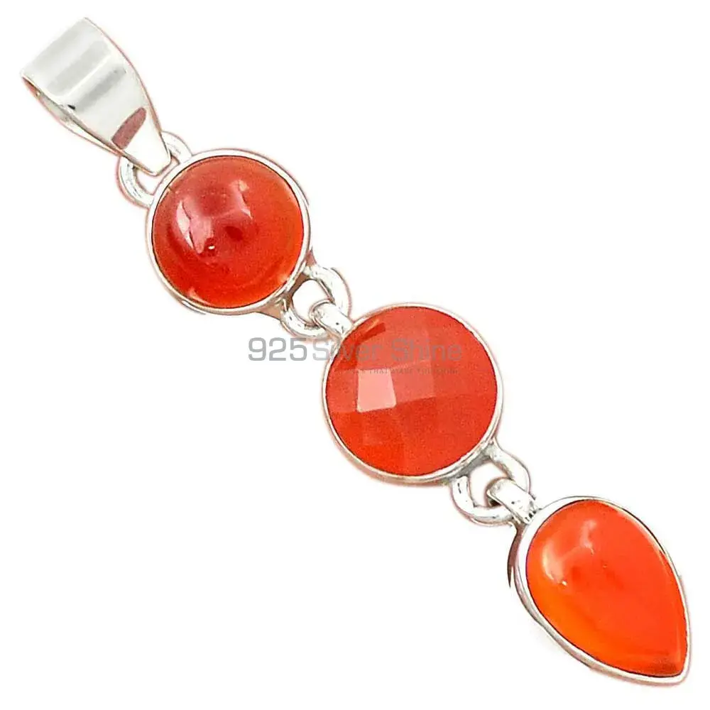 Wholesale Solid Sterling Silver Handmade Pendants In Carnelian Gemstone Jewelry 925SP193-2