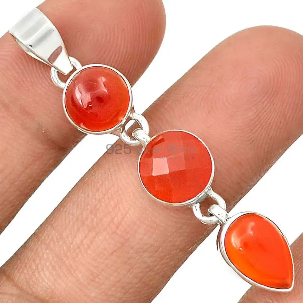 Wholesale Solid Sterling Silver Handmade Pendants In Carnelian Gemstone Jewelry 925SP193-2_0