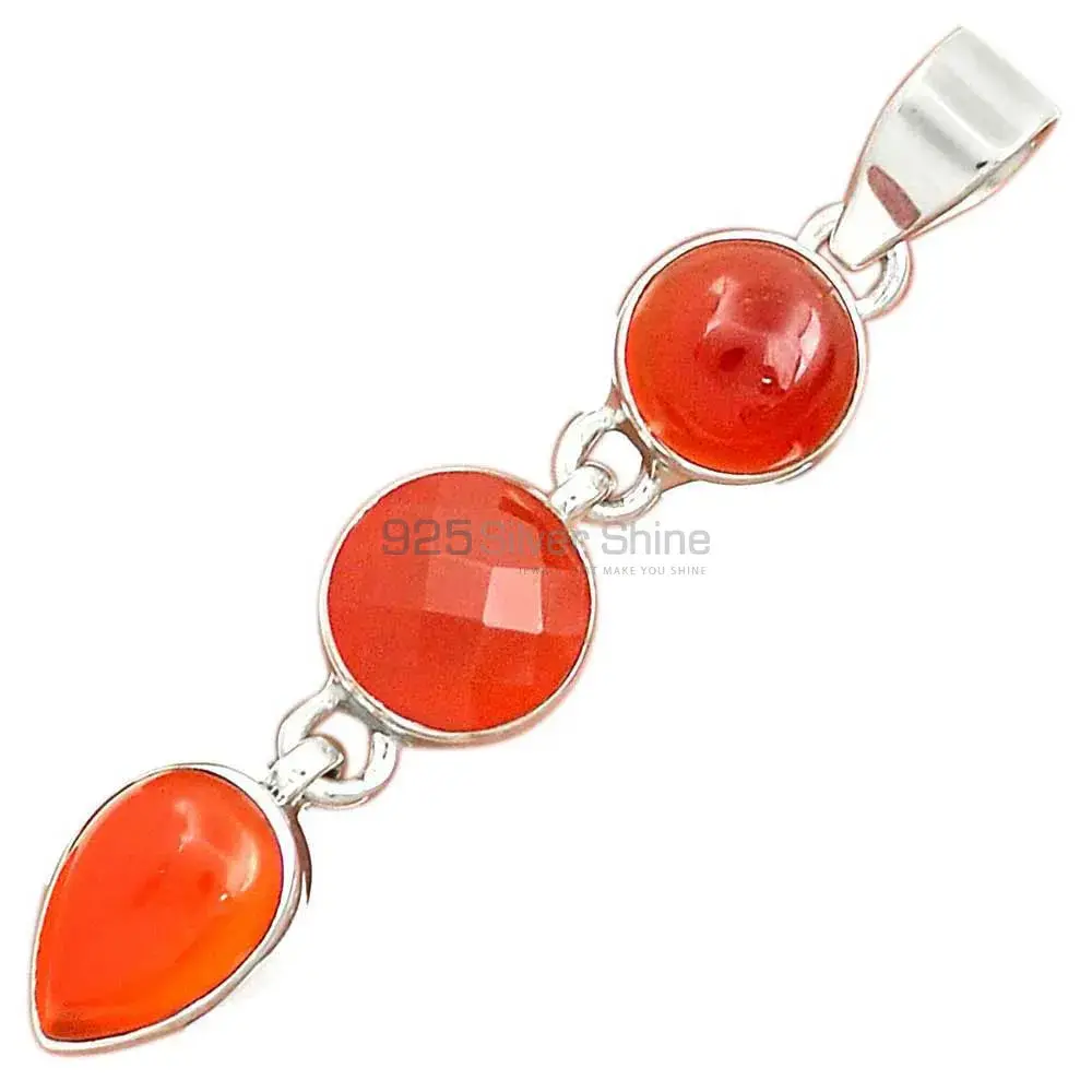 Wholesale Solid Sterling Silver Handmade Pendants In Carnelian Gemstone Jewelry 925SP193-2_1