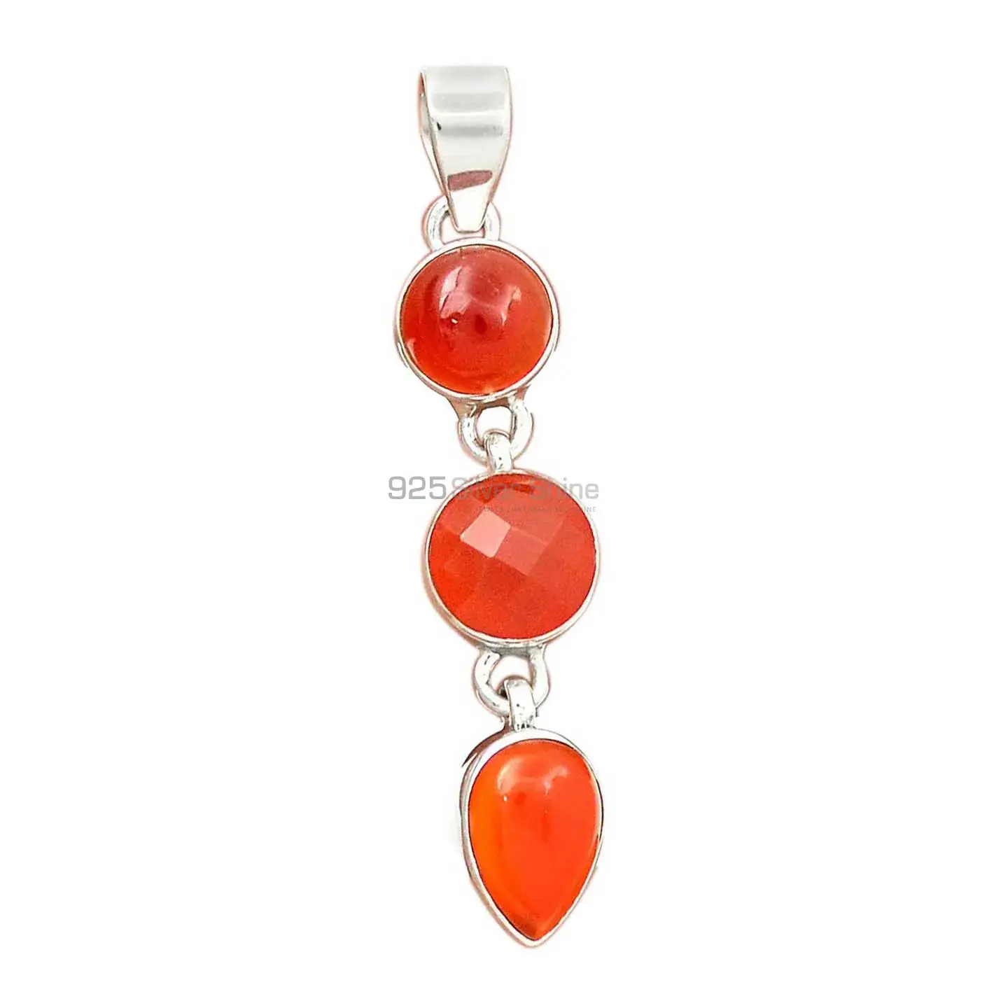 Wholesale Solid Sterling Silver Handmade Pendants In Carnelian Gemstone Jewelry 925SP193-2_2