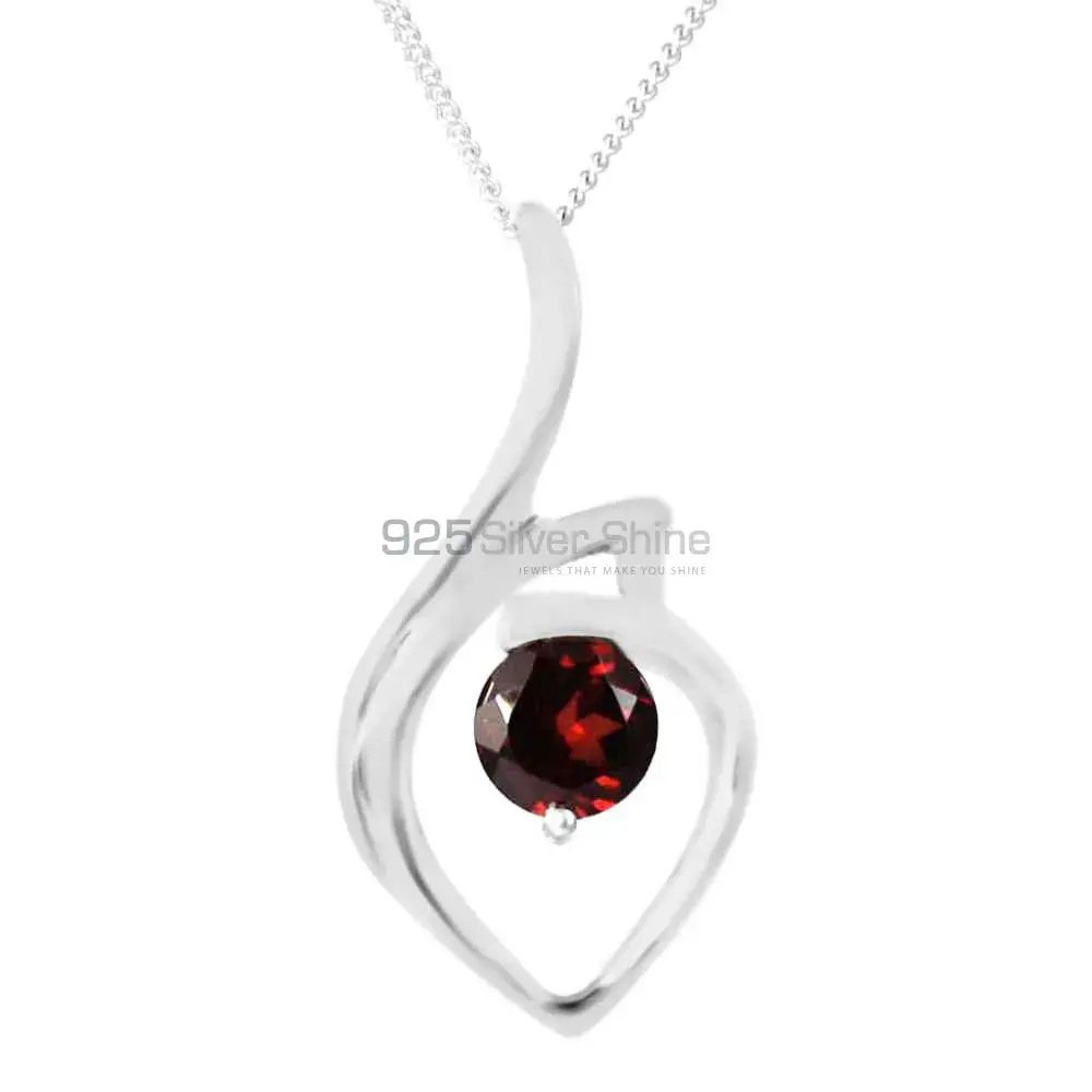Solid Sterling Silver Handmade Pendants In Garnet Gemstone Jewelry 925SP207-1_0