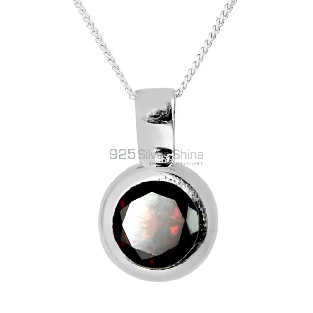 Solid Sterling Silver Handmade Pendants In Garnet Gemstone Jewelry 925SP262-5_0
