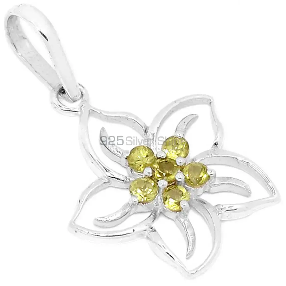 Wholesale Solid Sterling Silver Handmade Pendants In Lemon Quartz Gemstone Jewelry 925SP291-2