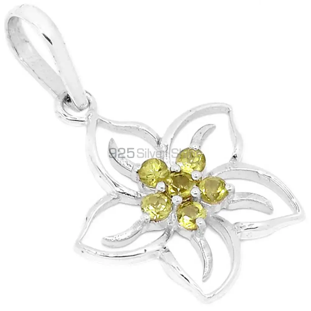 Solid Sterling Silver Handmade Pendants In Lemon Quartz Gemstone Jewelry 925SP291-2