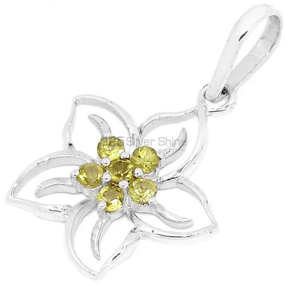 Wholesale Solid Sterling Silver Handmade Pendants In Lemon Quartz Gemstone Jewelry 925SP291-2_0