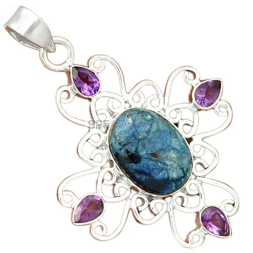 Solid Sterling Silver Handmade Pendants In Multi Gemstone Jewelry 925SP097-2_0