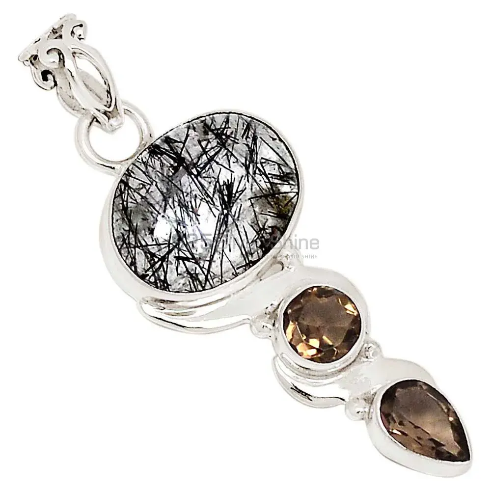 Solid Sterling Silver Handmade Pendants In Multi Gemstone Jewelry 925SP108-3_0