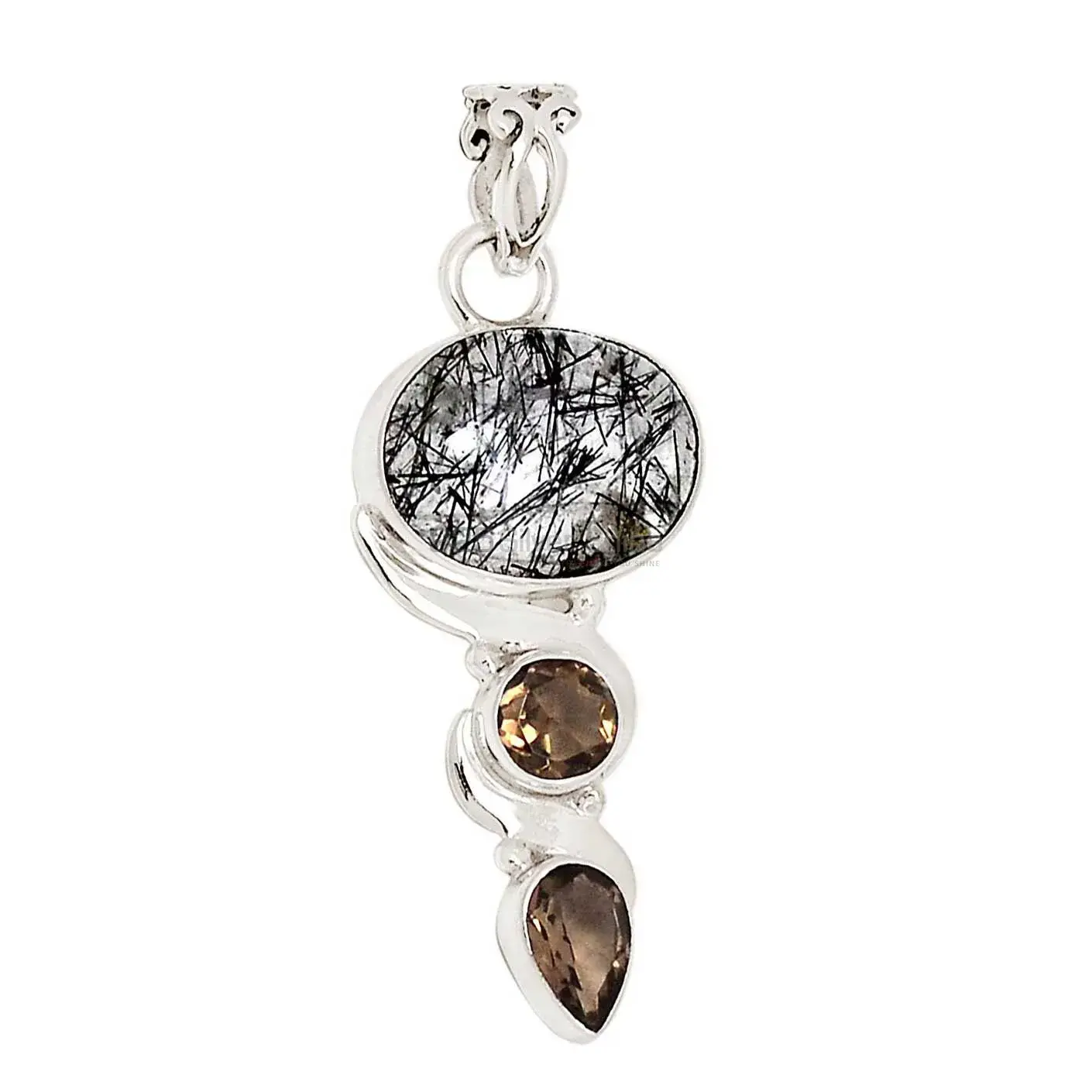 Solid Sterling Silver Handmade Pendants In Multi Gemstone Jewelry 925SP108-3_1