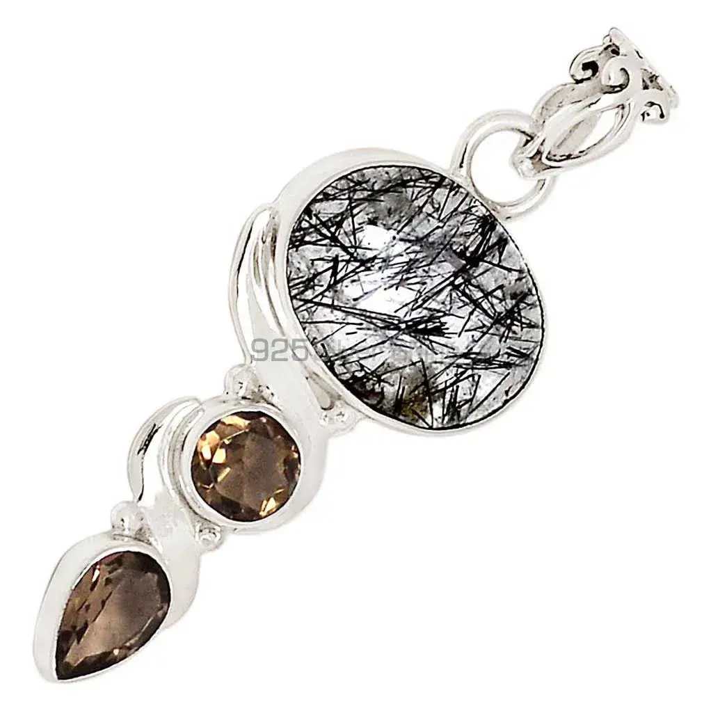 Solid Sterling Silver Handmade Pendants In Multi Gemstone Jewelry 925SP108-3_2