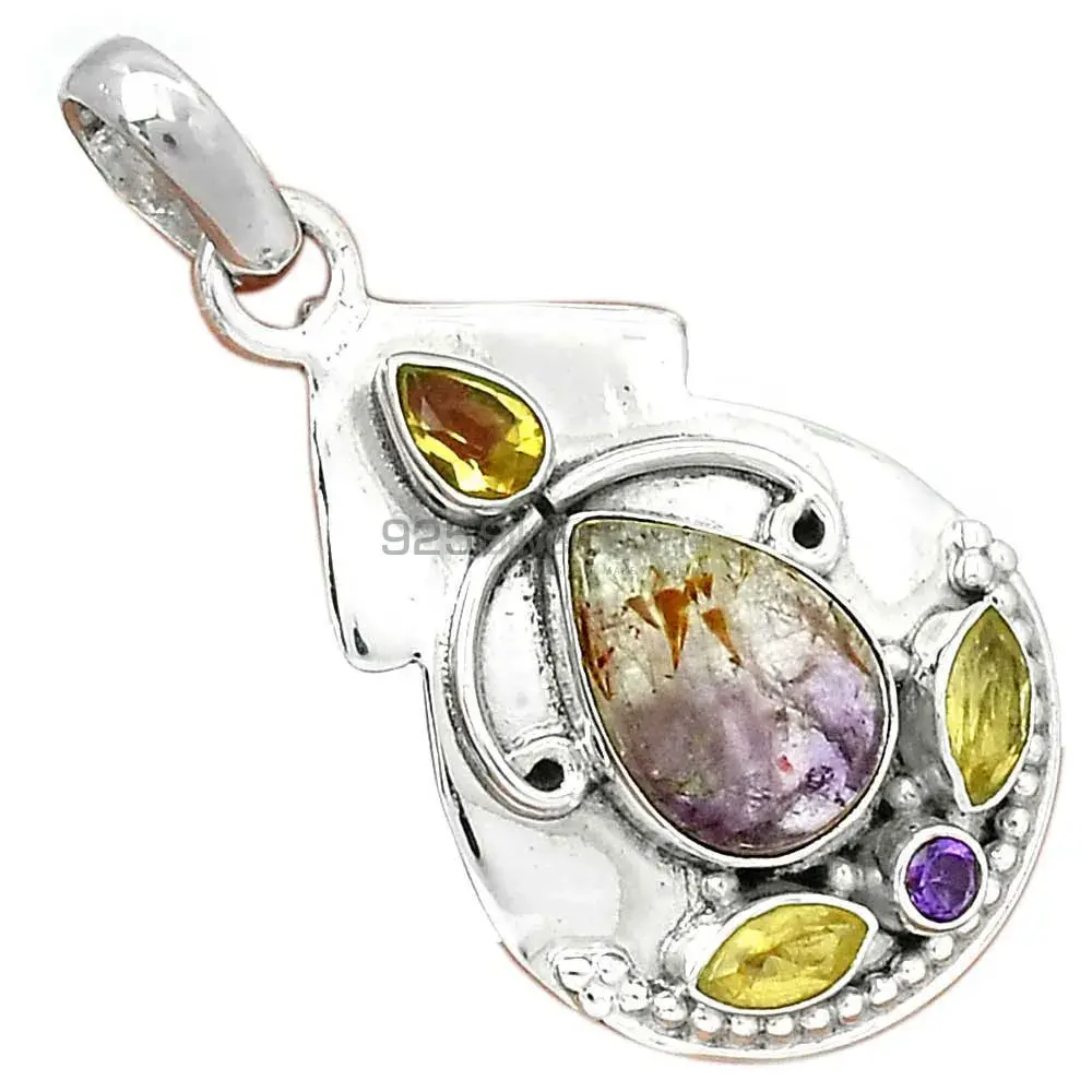 Wholesale Solid Sterling Silver Handmade Pendants In Multi Gemstone Jewelry 925SP21-3