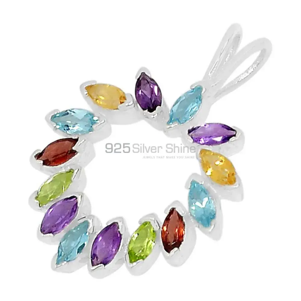 Solid Sterling Silver Handmade Pendants In Multi Stone Gemstone Jewelry 925SSP314-2_0