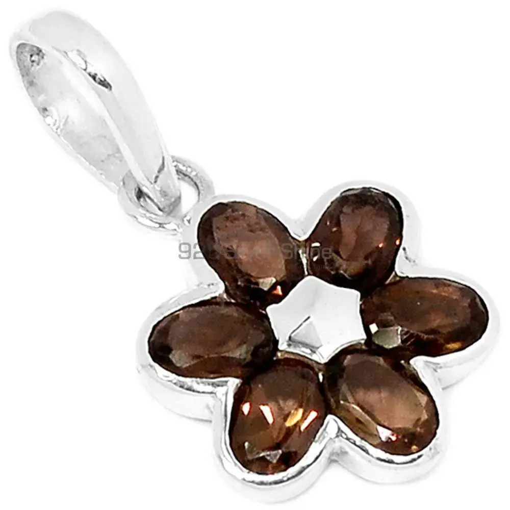 Solid Sterling Silver Handmade Pendants In Smokey Gemstone Jewelry 925SSP303-5_0