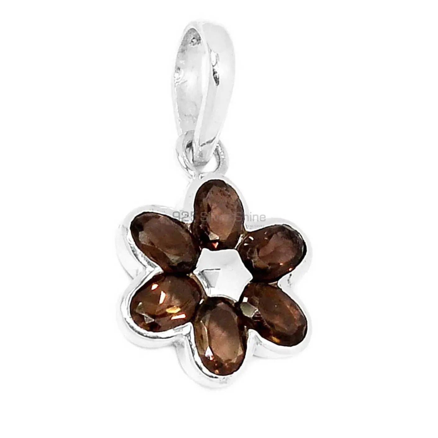 Solid Sterling Silver Handmade Pendants In Smokey Gemstone Jewelry 925SSP303-5_2