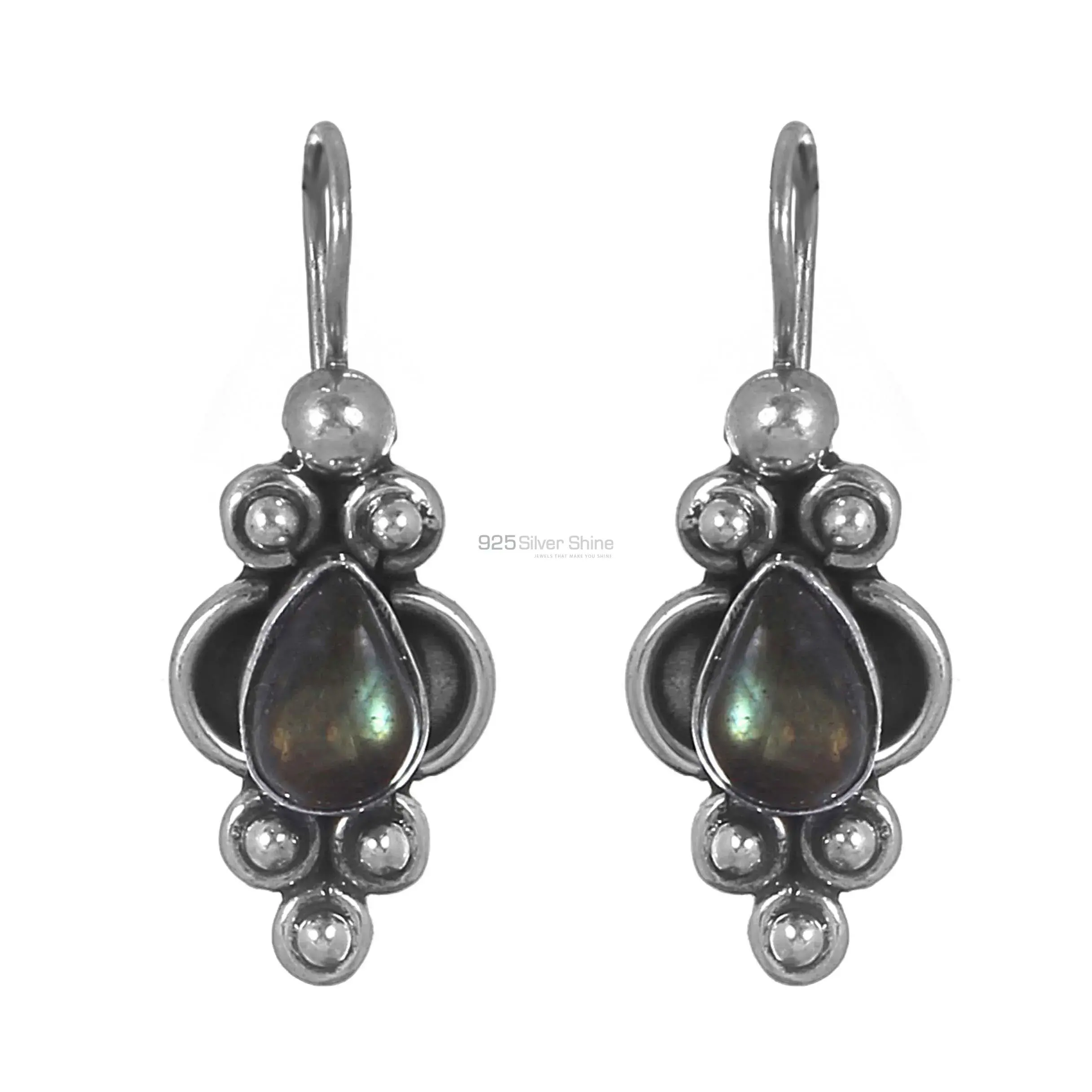 Sterling Silver Earring In Blue Fire Labradorite Gemstone Jewelry 925SE198_0
