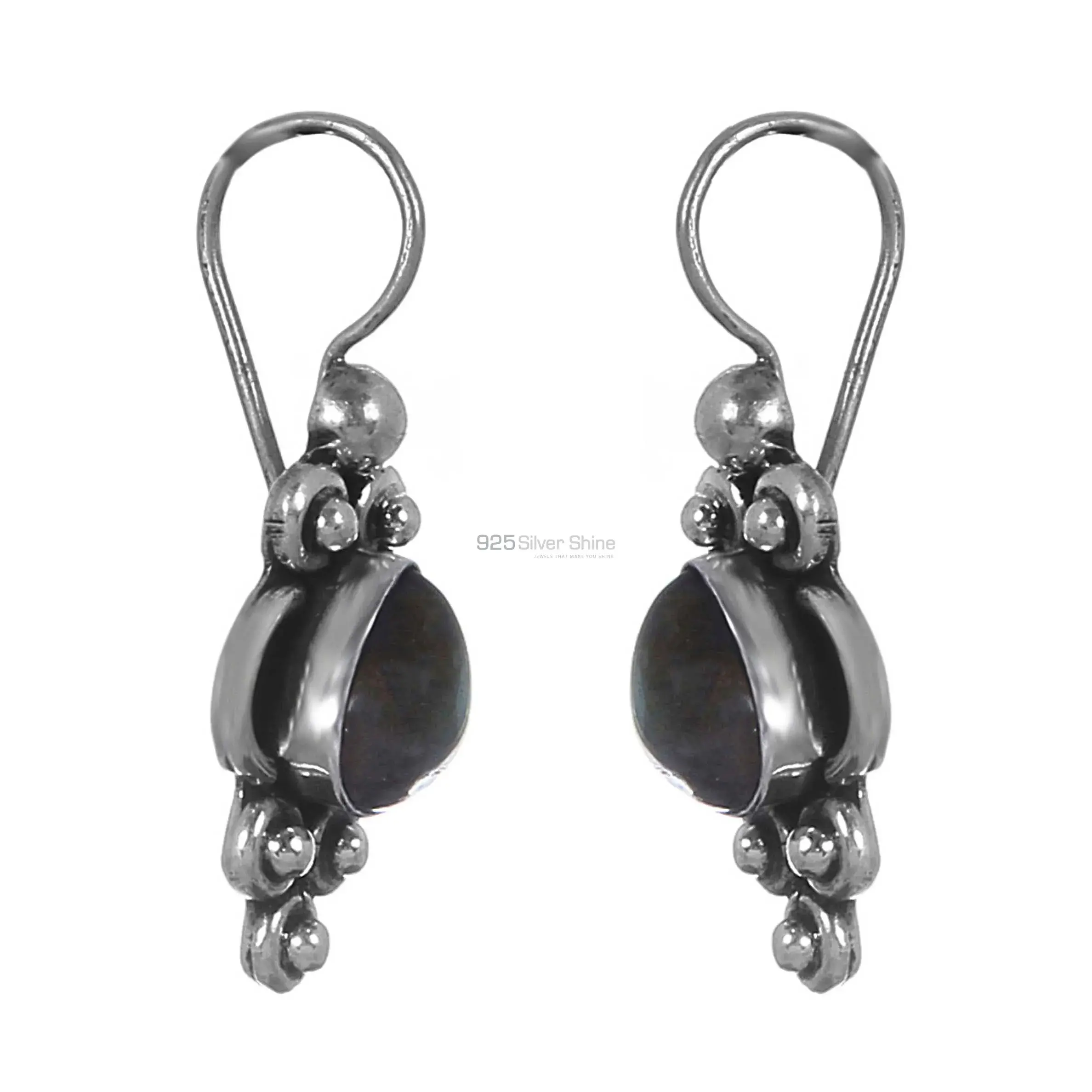 Sterling Silver Earring In Blue Fire Labradorite Gemstone Jewelry 925SE198_1