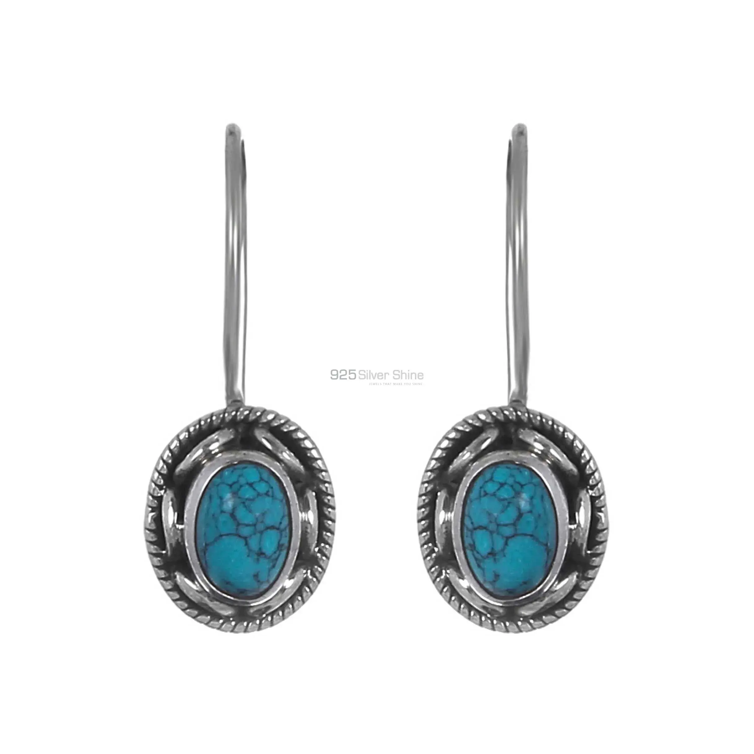 Wholesale Sterling Silver Earring In Natural Turquoise Gemstone Jewelry 925SE195