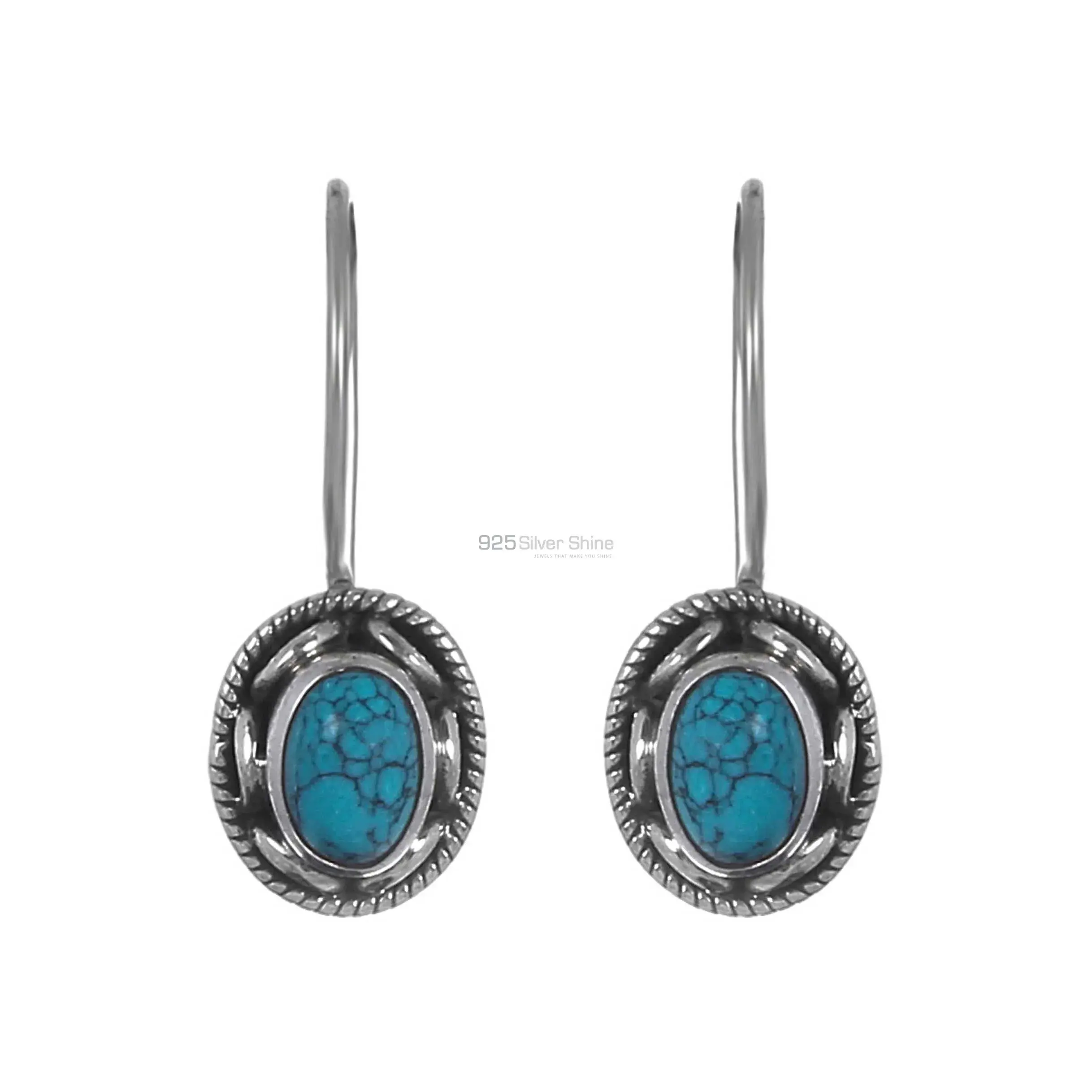 Sterling Silver Earring In Natural Turquoise Gemstone Jewelry 925SE195_0