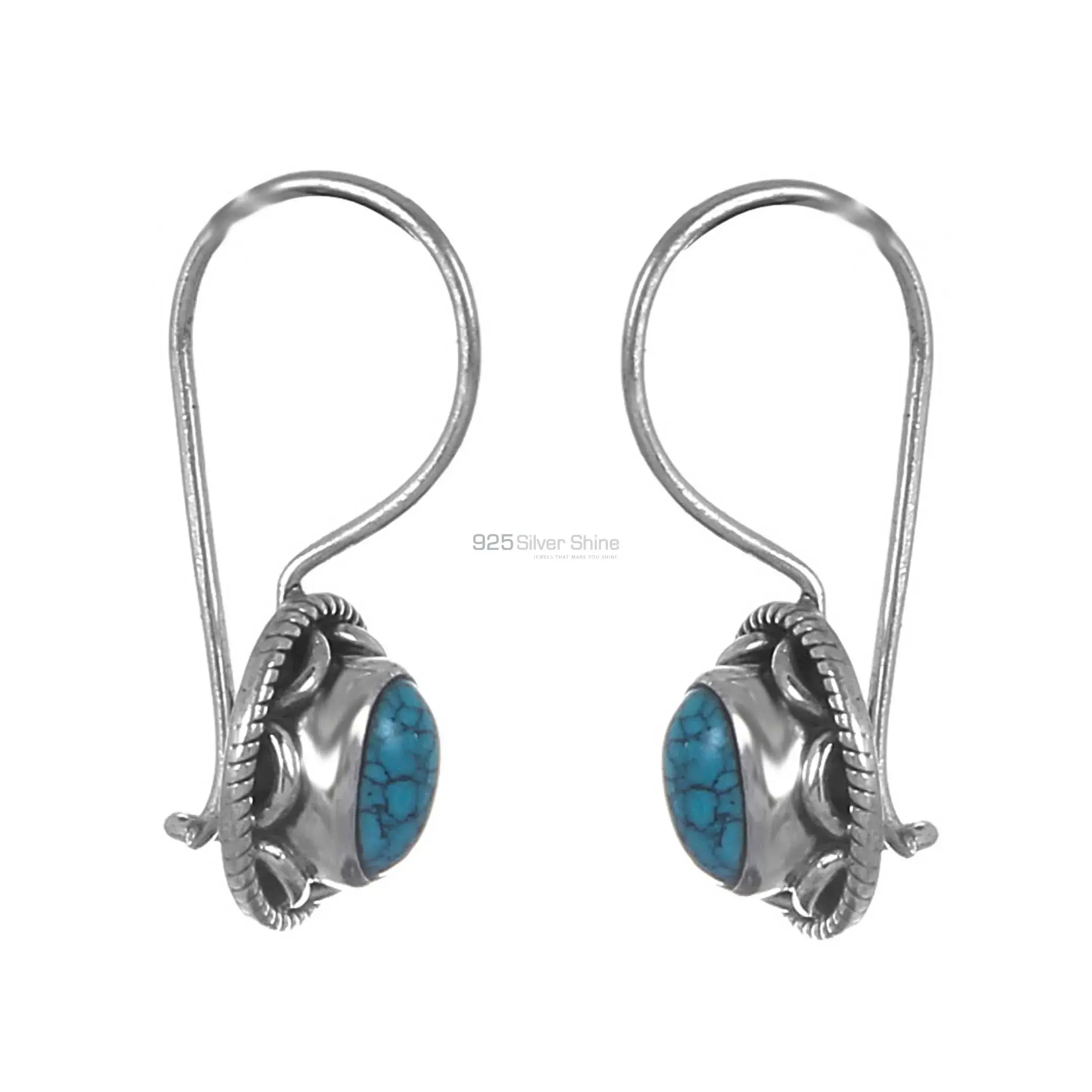 Sterling Silver Earring In Natural Turquoise Gemstone Jewelry 925SE195_1