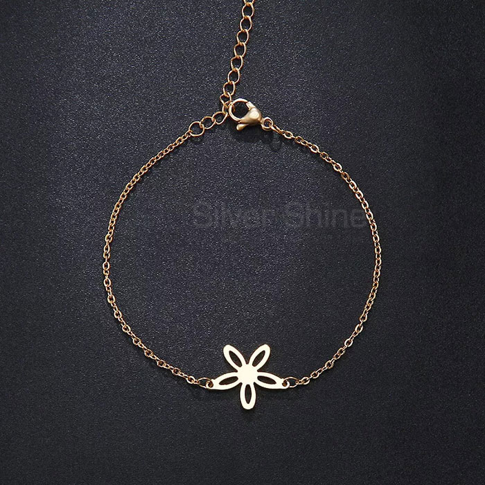 Wholesale Sterling Silver Flower Minimalist Bracelet FWMB183_0
