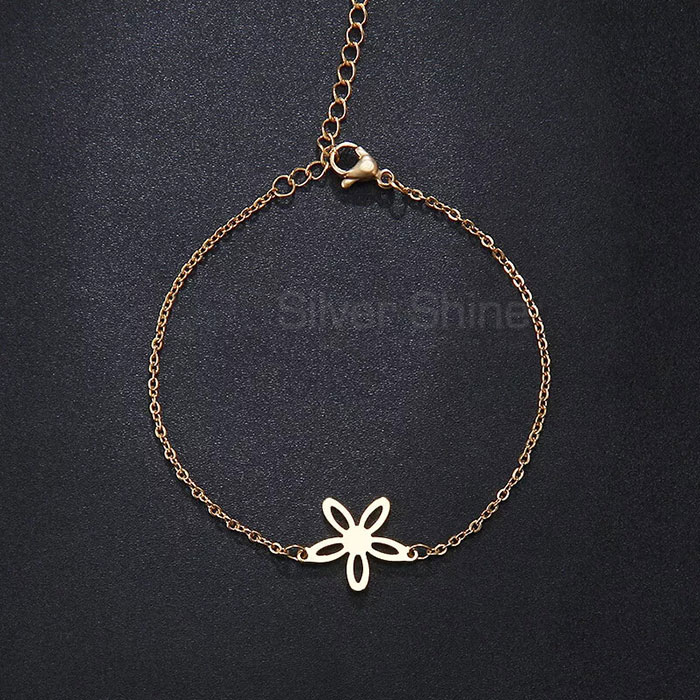 Sterling Silver Flower Minimalist Bracelet FWMB183_0
